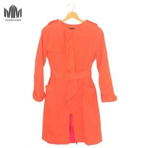 BCBGMaxAzria | Orange Double Zip Belt Trench Coat